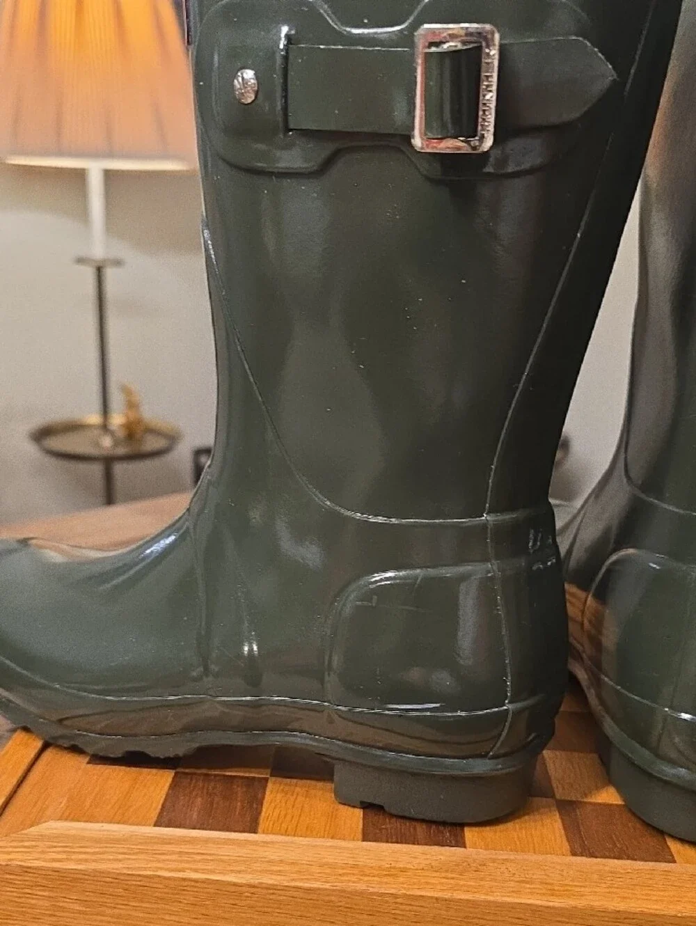 Hunter Women's Glossy Dark Green Mid-Calf Waterproof Rain Boots